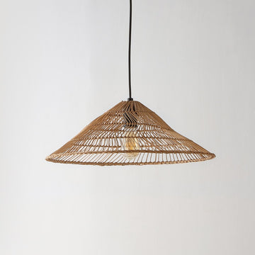 Nova 20.25" Farmhouse Coastal Rattan 180" Cord Plug-In or Hardwired LED Pendant - JONATHAN Y